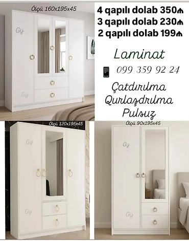 Dolablar: Laminat materialdan ağ rəngli müasir geyim dolabları Variantlar və — 1