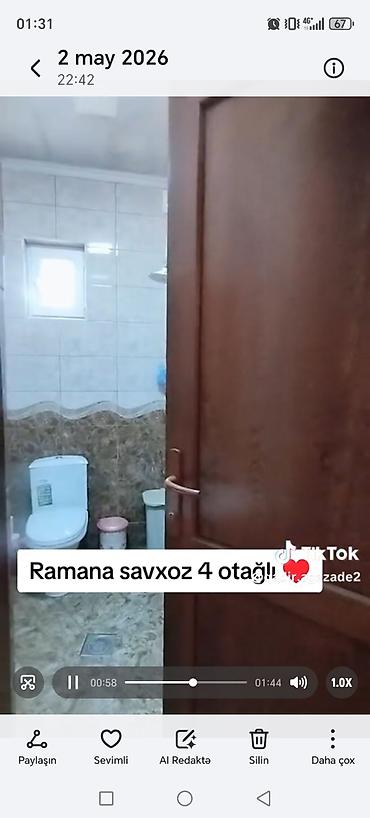 savxoz: Ramana sovxoz ərazisində 4 otaqlı mənzil/ev. Xüsusiyyətlər: - Geniş — 3