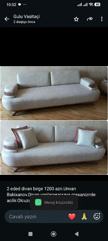2 eded divan birge 1200 azn.Unvan Bakixanov.Divan yanlara+arxaya lalafo.az -da 2 eded divan birge 1200 azn.Unvan Bakixanov.Divan yanlara+arxaya