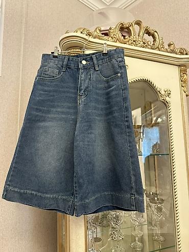 şalvar modelleri 2021: Denim şort-ətək (culotte stilində) - Material: qalın denim (pamuk — 1