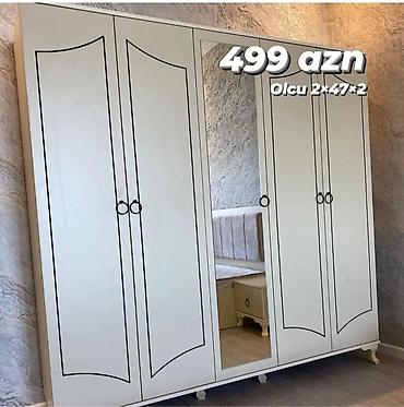Dolablar: Yeni, 5 qapı, Güzgülü, Ağ, Açılan, Düz dolab — 1