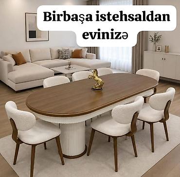 Qonaq otağı üçün, Yeni, Açılmayan, Oval masa, 6 stul