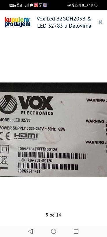 Aksesoari za TV i video: Vox LED televizori za delove – modeli LED 32GOH205B i LED 32783 — 10