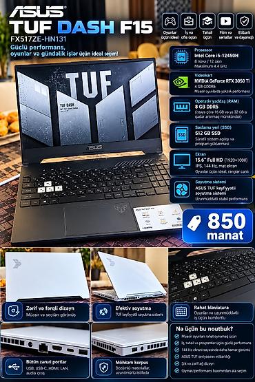 3050: ASUS TUF Dash F15 (FX517ZE-HN131) noutbuku - Prosessor: Intel Core — 1