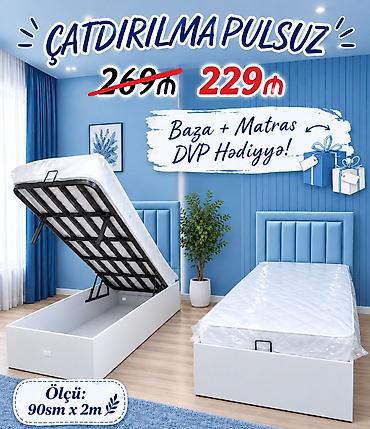 Baza + matras dəsti – ölçü: 90 sm x 2 m - Yuxarıdan açılan mexanizmli
