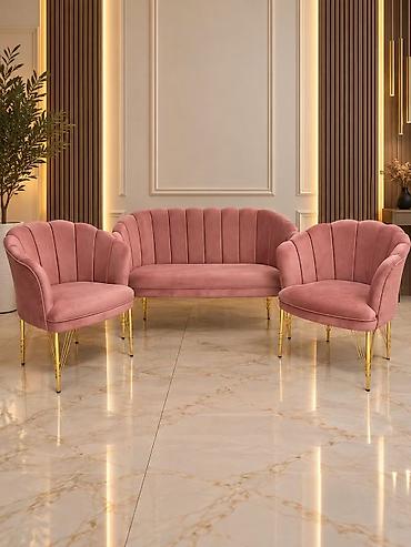 namestaj ada: Set klub garnitura – 3 dela (sofa + 2 fotelje) - Dizajn: školjkasta — 5