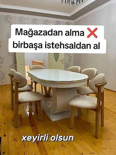 mdf panel: Qonaq otağı üçün, Yeni, Açılmayan, Oval masa, 6 stul — 1