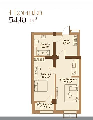 ищу гостиницу: 1 комната, 55 м², Элитка, 8 этаж, ПСО (под самоотделку) — 1