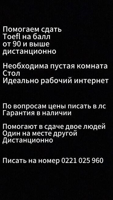 Другие курсы: Помощь в сдаче Toefl