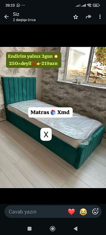 Çarpayılar: Tək nəfərlik yumşaq başlıqlı çarpayı – zümrüd-yaşıl rəngdə. - Düz — 1