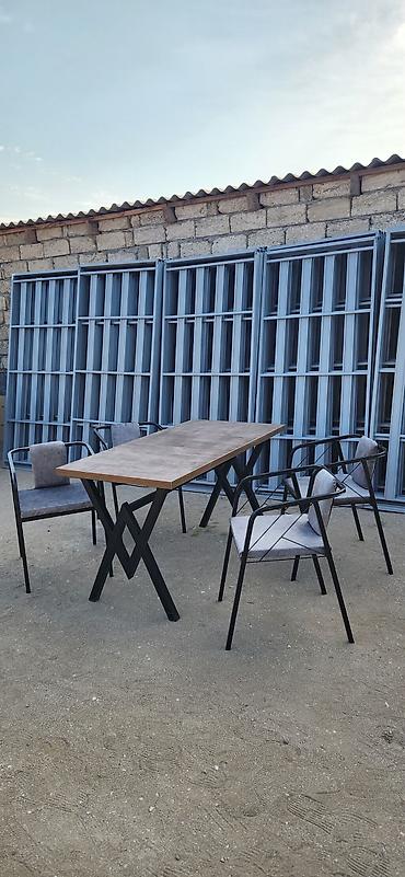 bar otracagi: Kafe/restoran/bağ üçün 1 masa + 4 stul dəsti - Masa: düzbucaqlı — 4