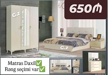 Yataq otağı dəsti – 650₼ Tərkibi: - 3 qapılı şkaf (güzgülü orta qapı