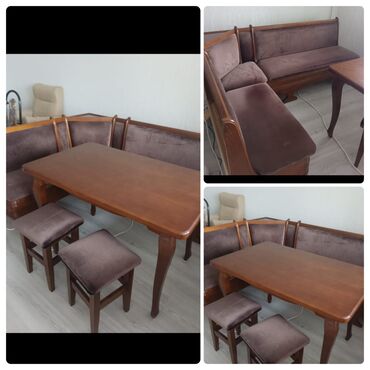 oturacaq divanlar: Qonaq otağı üçün, İşlənmiş, Dördbucaq masa, 6 stul