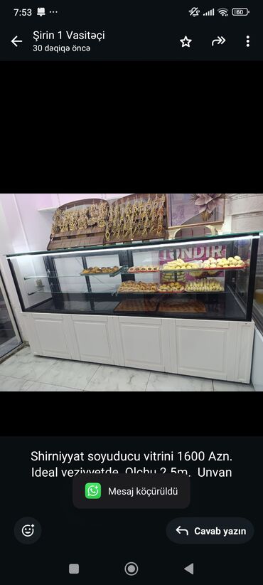 soyuducular vitrin: Shirniyyat soyuducu vitrini 1600 Azn. Ideal veziyyetde. Olchu 2.5m