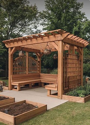 Digər bağ, çöl mebeli: Taxta Pergola – hovlu/bahçe üçün dekorativ kölgə konstruksiyası - — 6