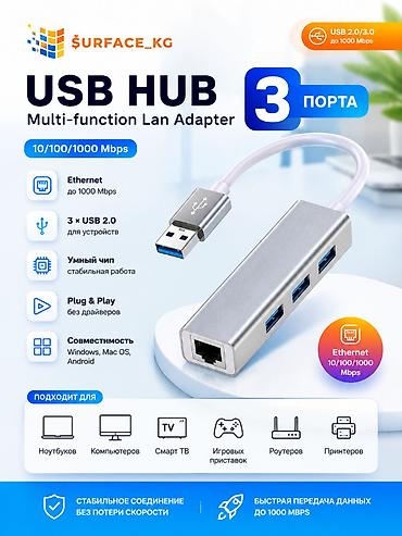 USB HUB 3 Port + LAN Adapter | Surface_KG Компактный USB HUB с