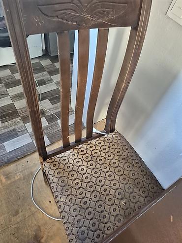 Yemək otağı üçün klassik stol və 4 ədəd stul dəsti. - Material: ağac