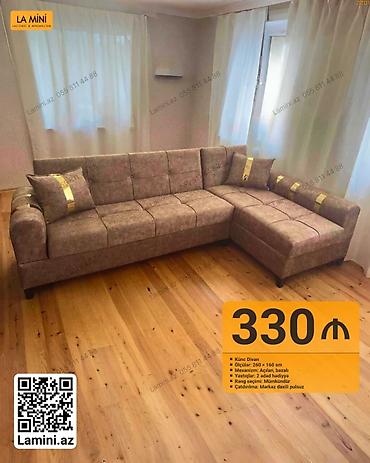 Divanlar: Künc divan – La Mini - Ölçülər: 260 × 160 sm - Mexanizm: açılan — 1