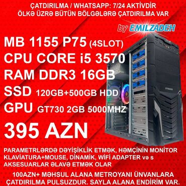 Elvin Emilzadə: Masaüstü Kompüter "Striker DDR3 1155 P75/Core i5 3570/16GB Ram/GT730