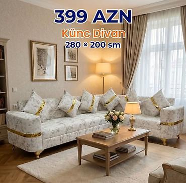 Divanlar: Künc Divan – 260 × 160 sm - Modellər: boz, açıq bej, qırmızı və digər — 15