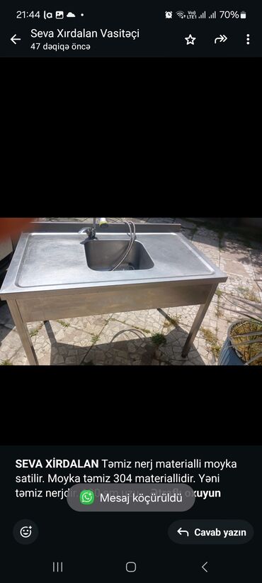 Professional sobalar: *SEVA XİRDALAN* Təmiz nerj materialli moyka satilir. Moyka təmiz 304