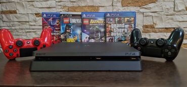 plesdeyşın 4: PlayStation 4 slim 500 gb -2 orijinal pult -4 disk Salam. təcili