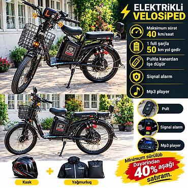 velosip: Elektrikli velosiped. Şəkillərdə görünən model qara rəngdə — 2