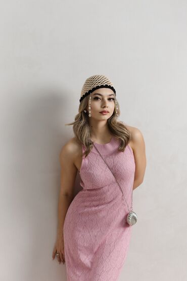 вечернее розовое платье: Повседневное платье, Made in KG, Лето, Длинная модель, Трикотаж, Прямое, S (EU 36), M (EU 38), L (EU 40)