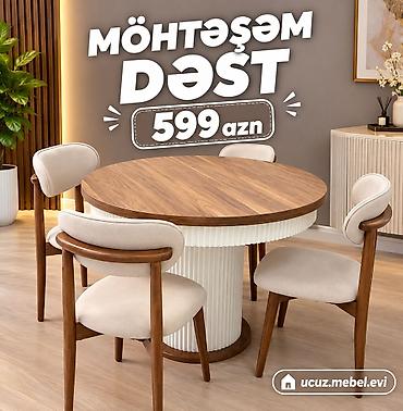 oturacagi: Möhtəşəm yemək otağı dəsti – 599 AZN - Dəst tərkibi: dairəvi masa + 4 — 1