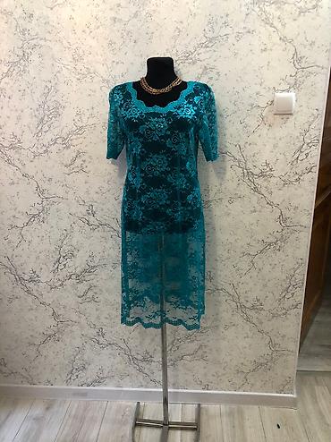 Повседневные платья: Бархатное платье бирюзовое платье без подклада юбка, туничка — 6