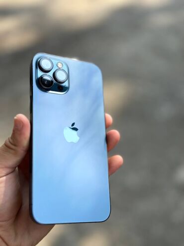 разбитый iphone: IPhone 12 Pro Max, Б/у, 256 ГБ, Pacific Blue, Зарядное устройство, Защитное стекло, Чехол, 88 %