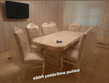 Sifarişlə masa və oturacaq dəstləri: Dördbucaq masa, Qonaq otağı üçün, Zəmanətli — 2