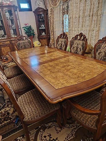 Столы и стулья: Для гостиной, Б/у, Раскладной, Прямоугольный стол, 8 стульев — 2