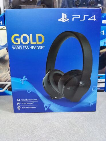headset: Playstation 4 üçün gold wireless headset. Originaldır, yenidir. -