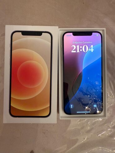 Apple iPhone: IPhone 12, 64 GB, White Titanium, Barmaq izi, Face ID, Sənədlərlə