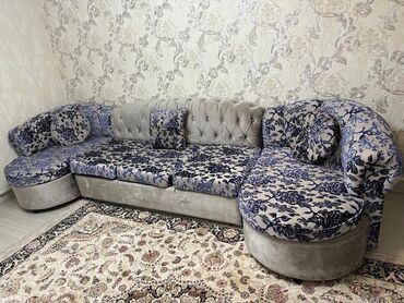 мебель дома: Диван-кровать, цвет - Синий, Б/у