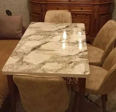 Mətbəx üçün, Yeni, Açılan, Dördbucaq masa, 4 stul
