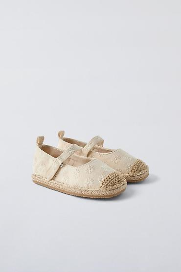 кийим оптом: Балетка Джут Zara - Цвет: молочный/бежевый - Верх: текстиль с объемной — 1
