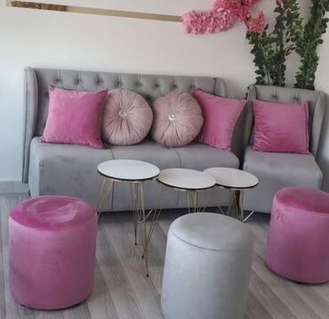 Pufiklər: Pufik oturacaq, Vеlur parça, rəng - Çəhrayı — 2