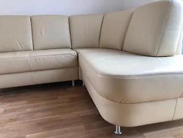 Ugaone garniture: Ugaona garnitura od prave kože – bež/ekru boja - Moderan L-oblik sa — 10