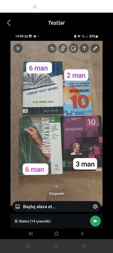 Testlər: Bu dəst riyaziyyat fənnindən müxtəlif səviyyəli test kitablarını əhatə