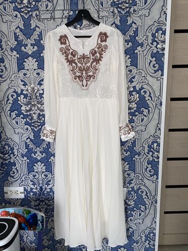 платье белый: Вечернее платье, Классическое, Длинная модель, С рукавами, S (EU 36), M (EU 38)