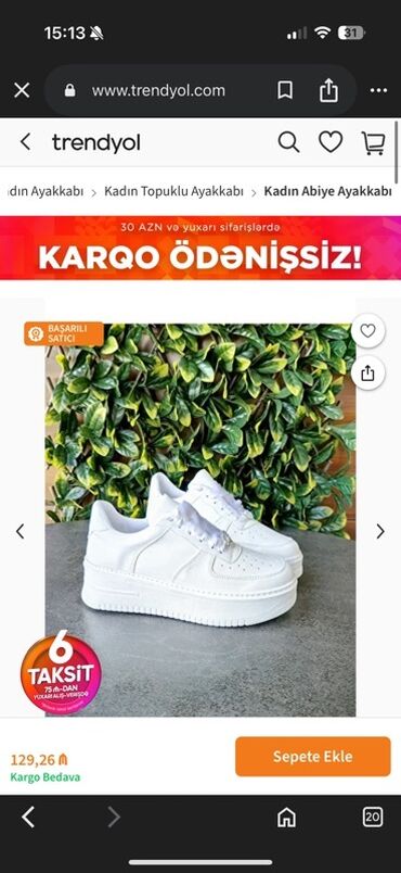 Ölçü: 38, rəng - Ağ, Yeni