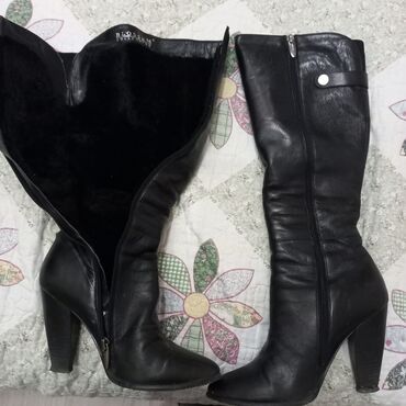 зимный обувь: Сапоги, 38, цвет - Черный