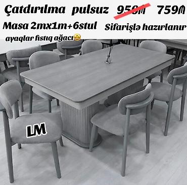 modern stol stul: Dördbucaq masa, Qonaq otağı üçün, 6 nəfər, Açılmayan — 1
