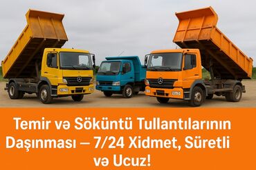 Yük daşımaları: Təmir və söküntü tullantılarının daşınması xidməti təklif olunur. Bu