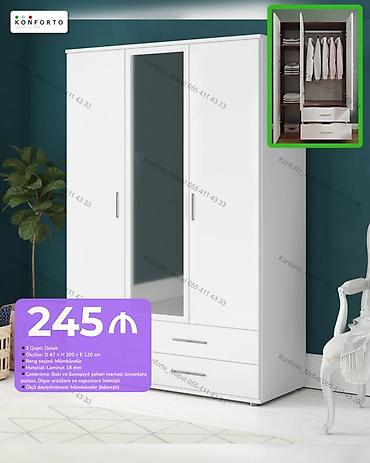 3 qapılı paltar dolabı - Ölçülər: D 47 × H 200 × E 120 sm - Material