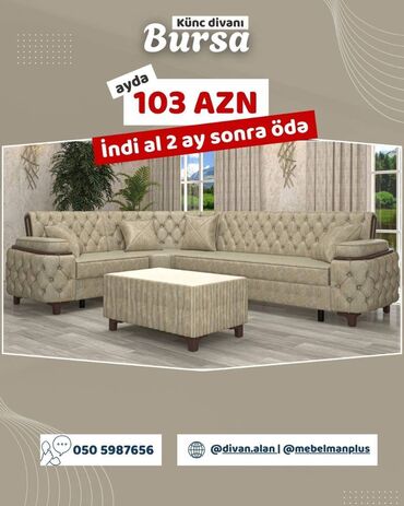 Divanlar: Künc divan, Yeni, Açılan, Bazalı, Parça, Çatdırılma yoxdur — 15