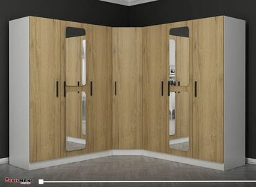 Sifarişlə dolablar: Künc dolab, Dəhliz üçün, Yataq otağı üçün, Şifonyer, Açılan, Korpuslu, 5 qapı — 9