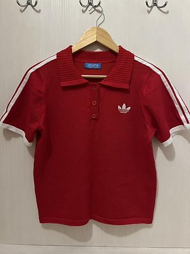 адидас баку: Adidas Originals qısaqol polo köynək - Rəng: qırmızı, ağ zolaqlı — 1